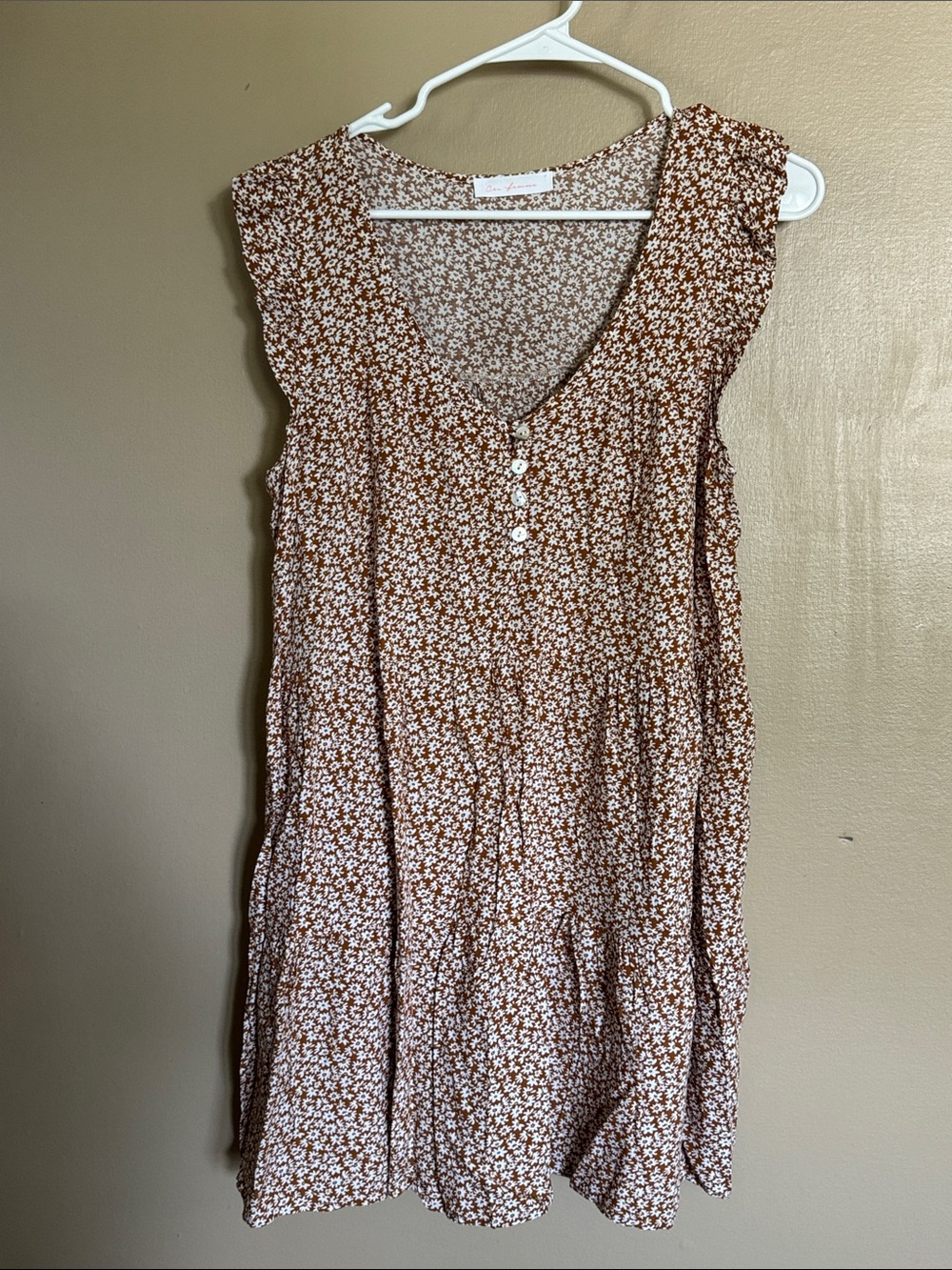 Ces Femme Brown & White Mini Dress with Floral Print